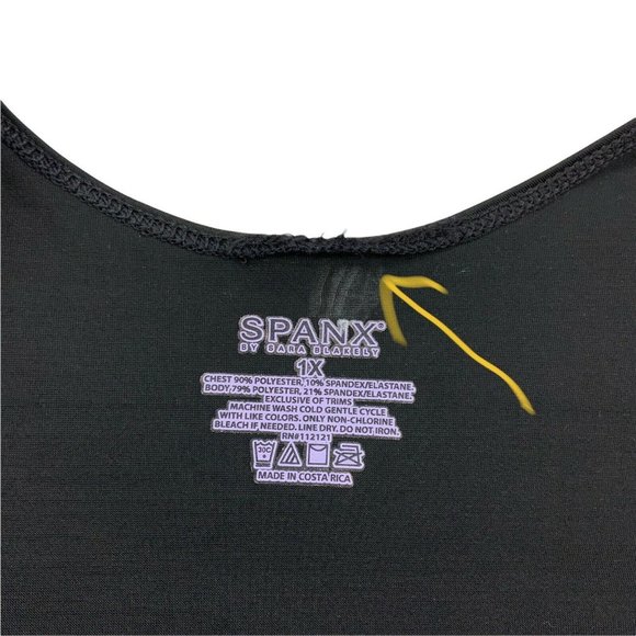 Spanx By Sara Blakely Romper Shapewear Plus 1X Black Sleeveless Scoop Mid Thigh - Picture 4 of 12